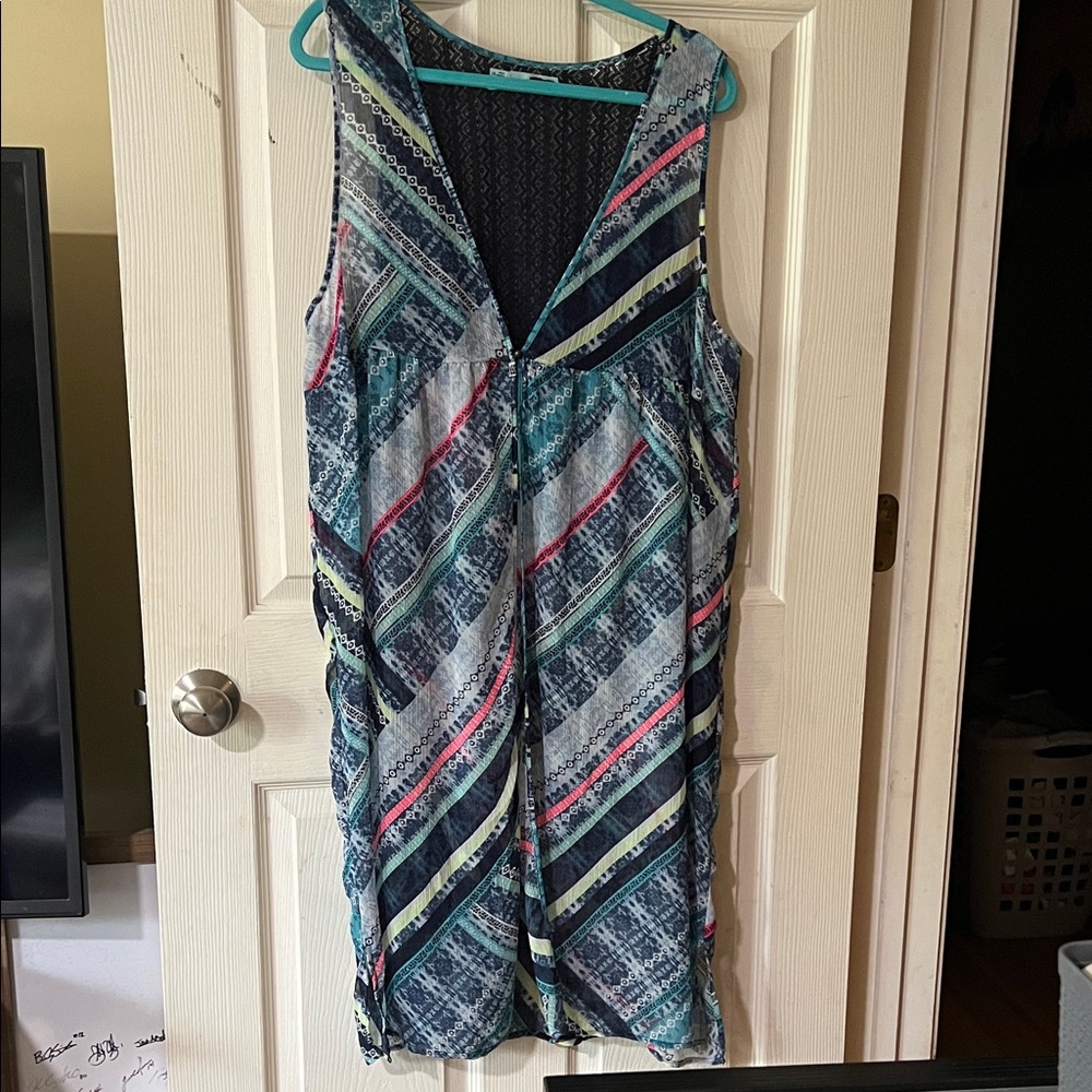 Maurices Navy Multi-Color Striped Sleeveless Top L/XL